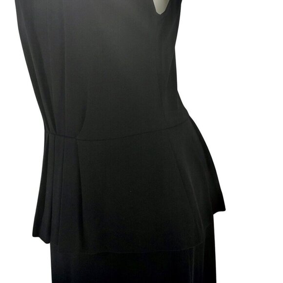 TAYLOR Dress Women's Size10 Sheath Black Stretch Ponte Peplum Pencil Midi - Picture 5 of 13